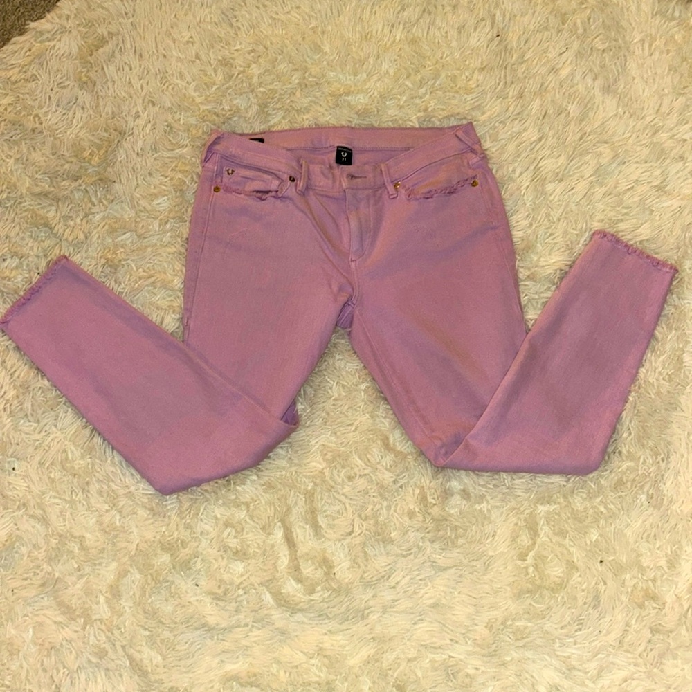 True Religion lavender skinny jeans